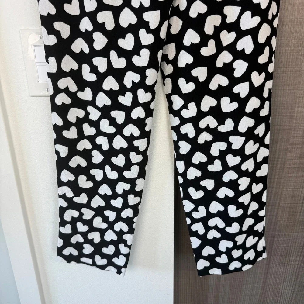 Kate Spade Black White Dancing Hearts‎ Ria Pants Pull On Size Small